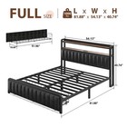 Metal Bed Frame Full Queen With Upholstered Storage charging Headboard led Light