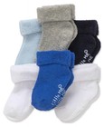 Little Me Baby Boys 6 Pack Boy Socks  0-6 Months  Blue white gray