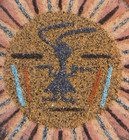 Vintage Debbie Nez Navajo Native American Sand Painting Framed Sun 5  X 5 
