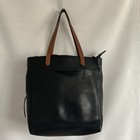 Madewell The Transport Tote Black Leather Tan Zip Top Convertible Bag Ae189