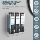 Shampoo Conditioner Shower Soap Dispenser 3 Chamber Wall Mount Black