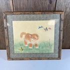 Antique Chinese Kitten Cat   Butterfly Silk Painting With Signature Framed