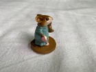 New Wee Forest Folk M-218 Mouseys Bunny Slippers Blue W Teddy Retired 1996 W Box