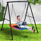 440lb Heavy Duty Metal Swing Set With 60  Platform Swing For Kids Adult Backyard