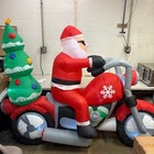 6ft Inflatable Christmas Santa On Motorcycle With A Christmas Tree Decoration