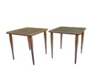 Vintage Mid Century Lot 2 Danish Modern Wood Stacking Nesting Tables Spider Legs