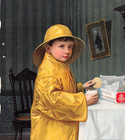 Antique 1901 National Biscuit Company Nabisco Ad  Uneeda Biscuit Boy In Raincoat