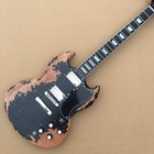 Custom Black Electric Guitar Vintage Solid Body Hh Pickups Mahogany Body neck