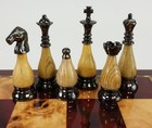 Brass Metal Black Chrome   Black W  Wood Inserts Staunton Chess Men Set No Board