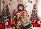 7x5 Ft Christmas Fireplace Photography Backdrop Holiday Family Photo Props