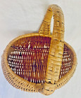 Vintage New England Basket Splint Handle Medium Early 20th Century 10   x8   x7   