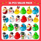 24 Pcs Christmas Ducks Baby Bathtub Toys  Assorted Xmas Rubber Duckies For Kids