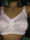 Vtg Silky Lace Pin Up Bullet Pointy Bow Bra Pink Sheer Pin Up Glam Lift No Uw