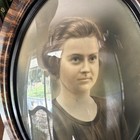 Antique Victorian Bubble Glass Faux Tiger Wood Portrait Of Woman  Original
