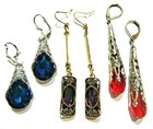 Art Nouveau Inspired Glass   Metal Earrings Classic Drop Gatsby 30 s Deco M3