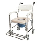 Zimtown Shower Chair  Bedside Commode   Casters And Padded Seat  Commode Pail