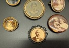 Large Lot Of Antique And Vintage Mourning Photo Pins Buttons Brooches