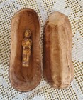 Very Old Antique Composition Wood Doll In Peanut Shell
