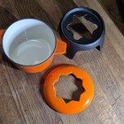 Le Creuset Orange Enamel Cast Iron Fondue Set 0 5 Qt W Lid   Stand 6 In