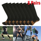 5 Pairs Copper Compression Socks 20-30mmhg Graduated Support Mens Womens S m-xxl