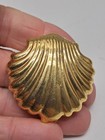 Vintage Estee Lauder Shell Clam White Line Perfume Solid Compact Gold Tone Empty