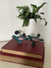 Vintage Hand Carved And Painted Wooden Blue Birds  Set Of 2