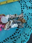45  Vtg Plastic Charms Goldtone Link Bracelet  Gumball Cracker Jack Rainbow