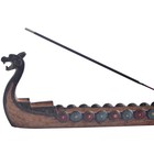 Viking Longboat Incense Burner Wooden Dragon Ship 9 5 Inch Norse Decor