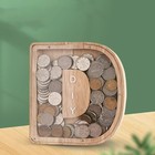 26 Letters English Piggy Bank Wooden Coin Money Saving Coins Storage Box Xmas