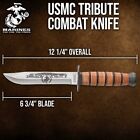 Usmc Tribute Combat Knife And Sheath  6 3 4    Stainless Steel Blade  Laser-etched