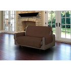 Brown Microfiber Loveseat Pet Protector Slipcover With Tucks And Strap