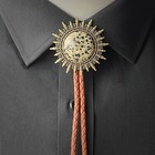 Natural Spotted Stone Bolo Tie Western Cowboy Vintage Pu Rope Wedding Necklace