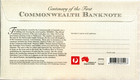 2013 Centenary Of The First Commonwealth Banknote - Fdc