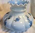 Vintage Blue Cased Glass Lamp Shade Gone With The Wind Style   6 75 Fitter Base