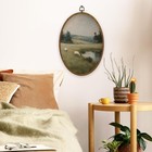 Vintage Sheep Oval Wall Art Decor  Rustic Country Oval Canvas Prints Framed     