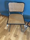 Pair Of Mid-century Modern Chrome   Cane Cantilever Dining Chairs    vintage Finds