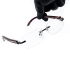 Vintage Men s Clear Tint Rimless Woodgrain Silver Frame Retro Hip Hop Glasses 