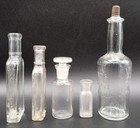 Antique Medicine Apothecary Clear Glass Bottles  Newbro s  W t    Co  Mccormick