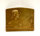19c Art Nouveau Belgium La Musique Music Pierre Theunis Bronze Desk Medal Plaque