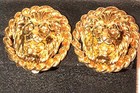 Gold Roaring Lion Head Clip On Earrings Classic Vtg Anne Klein Button Preppy 80s