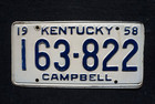 1958 Campbell County Kentucky License Plate