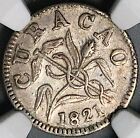1821 Ngc Au Curacao 1 Reaal 8 Acorns Rare Dutch Colonial Silver Coin  24121501c 