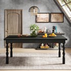 62    Wood Dining Table For 4-6 People  Farmhouse Large Rectangle Kitchen Table   