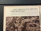 1958 Chevrolet  tames The Wild Andes  - Vintage Chevy Print Ad Garage Wall Art