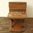 Vintage Enesco Bookend  school Daze  Class Desk Wood   Cast Iron Teacher Gift