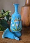 Antique Victorian Turquoise Blue Bristol Opaline Glass Decanter Barber Bottle