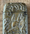 Antique Brass Art Nouveau Embossed Hunting Horse Match Safe Vesta Case