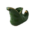 Vintage Shawnee Pottery Green Elf Pixie Shoe Planter  765 Gold Trim Usa 1950s