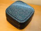 Japanese Lacquerware Box Red Shell Inlay Two Tier Square Jubako Bento Vintage