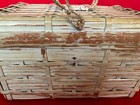 Aunt Linda s Vintage Mcm Woven Wicker Tan White Beige Sewing Basket Box
